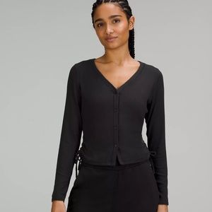 Lululemon Side Cinch Ribbed Cardigan black Size 10 NWT